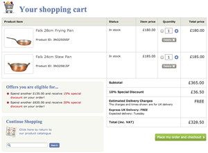 New shopping cart screenshot