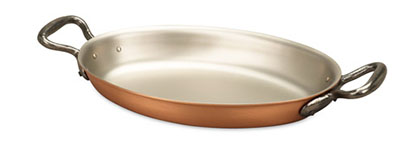 falk culinair classical 25cm x 17cm oval copper au gratin pan